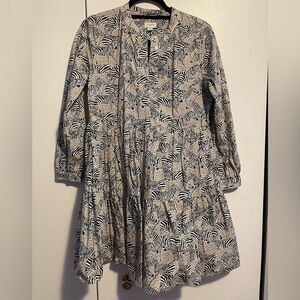 J. Crew 100% Cotton Tiered Popover Dress in Giraffe/Zebra Print